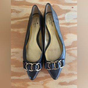 Kate Spade black, pointed toe, chain detail flats. Size 11